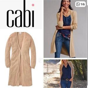Cabi Abbey Road Longline Duster Cardigan Sweater Tan Womens XS